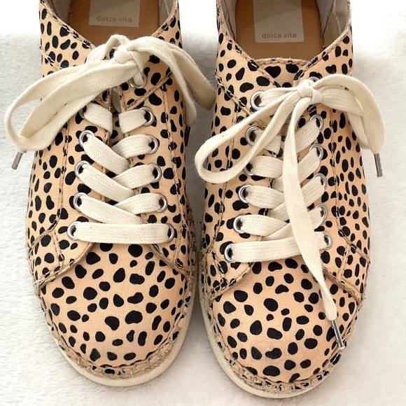 Leopard Print Dolce Vita Morris Espadrille Glitter Embossed Lace Up Sneaker Sz 8 - Picture 10 of 15